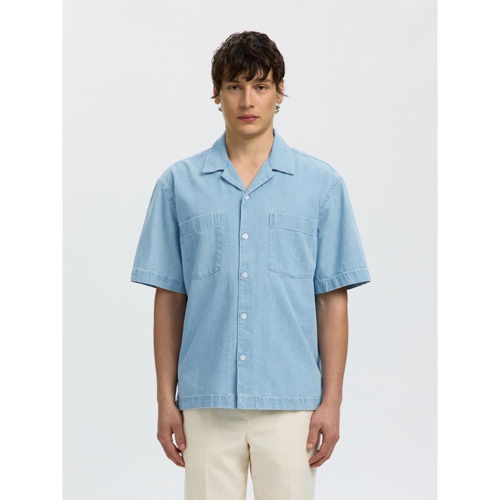 Selected Carlo Denim Short Sleeve Resort Shirt